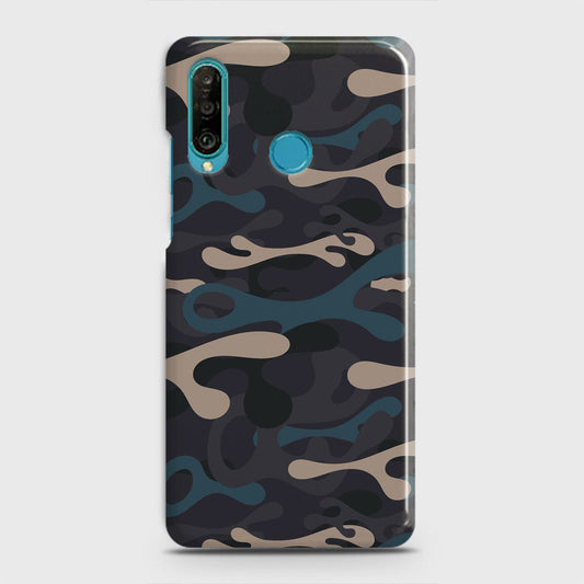 Huawei P30 lite Cover - Camo Series - Blue & Grey Design - Matte Finish - Snap On Hard Case with LifeTime Colors Guarantee