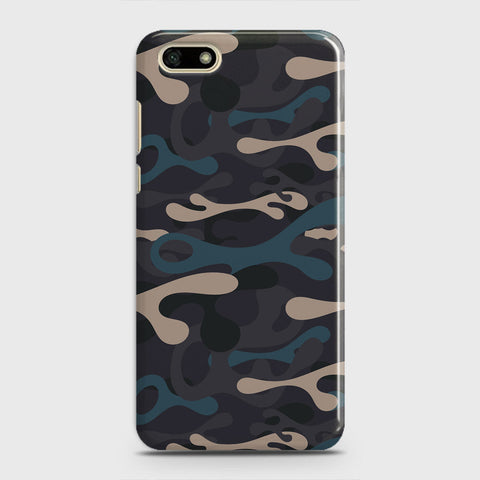 Huawei Y5 Prime 2018 Cover - Camo Series - Blue & Grey Design - Matte Finish - Snap On Hard Case with LifeTime Colors Guarantee