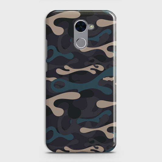 Huawei Y7 Prime  Cover - Camo Series - Blue & Grey Design - Matte Finish - Snap On Hard Case with LifeTime Colors Guarantee