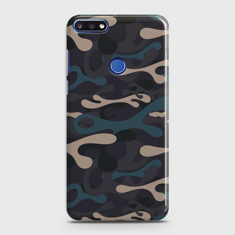 Huawei Honor 7C Cover - Camo Series - Blue & Grey Design - Matte Finish - Snap On Hard Case with LifeTime Colors Guarantee