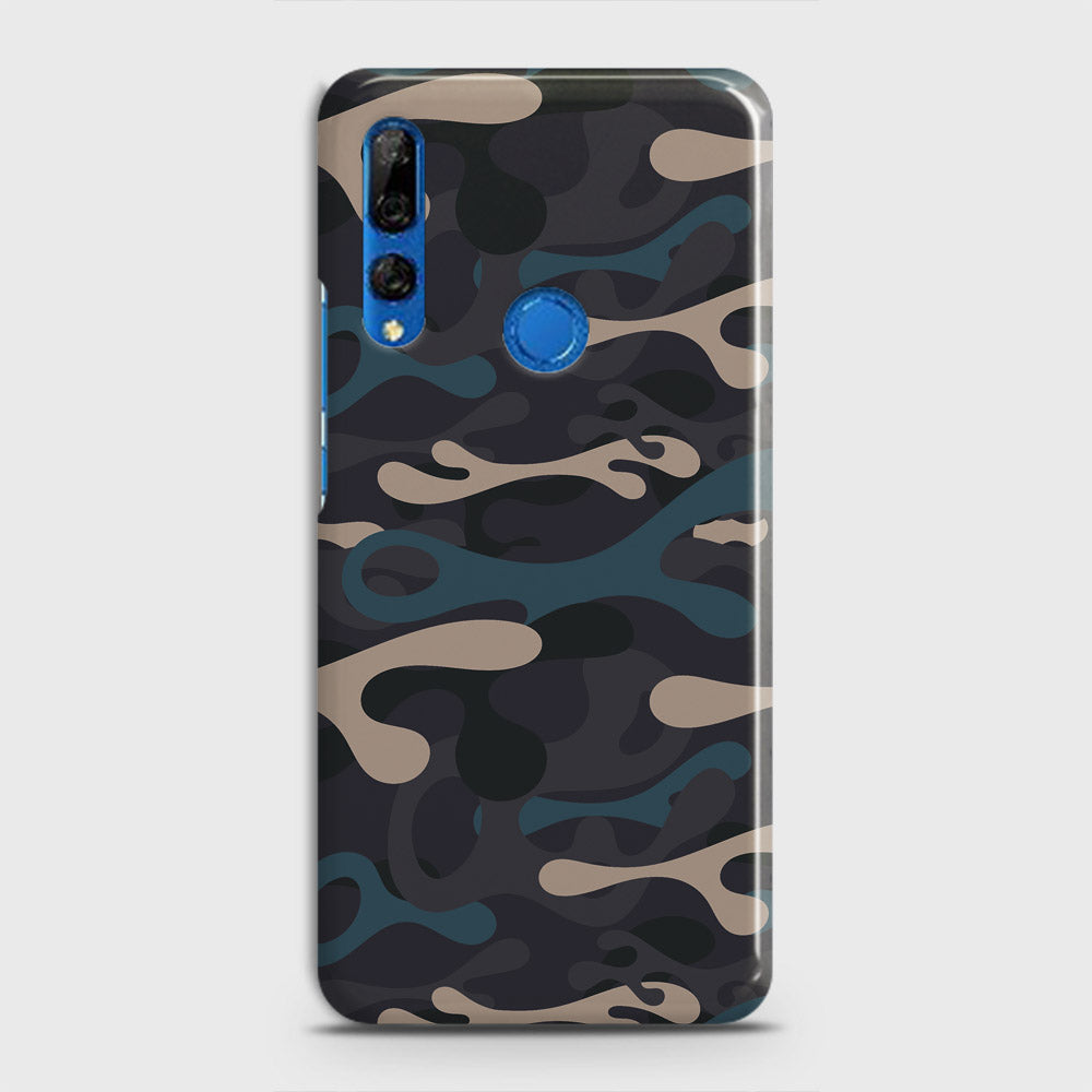 Huawei Y9 Prime 2019 Cover - Camo Series - Blue & Grey Design - Matte Finish - Snap On Hard Case with LifeTime Colors Guarantee