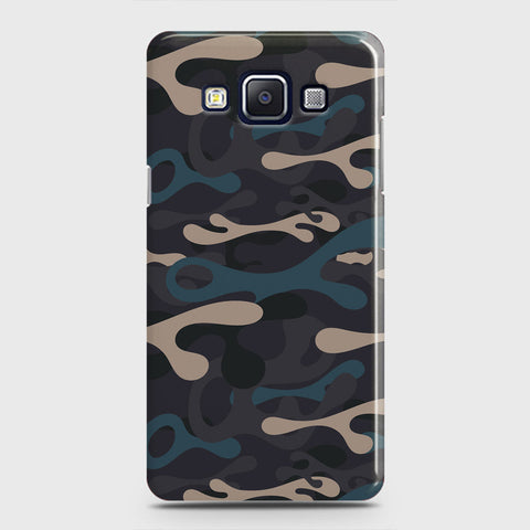 Samsung Galaxy A5 2015 Cover - Camo Series - Blue & Grey Design - Matte Finish - Snap On Hard Case with LifeTime Colors Guarantee