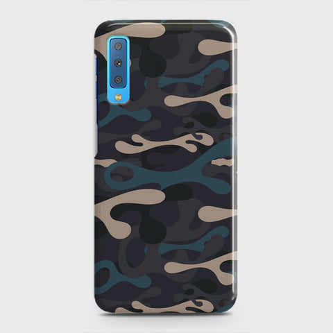Samsung Galaxy A7 2018 Cover - Camo Series - Blue & Grey Design - Matte Finish - Snap On Hard Case with LifeTime Colors Guarantee