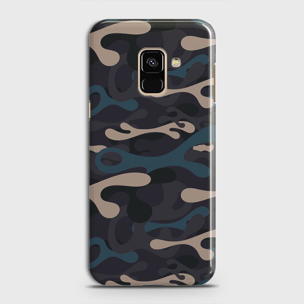 Samsung Galaxy A8 2018 Cover - Camo Series - Blue & Grey Design - Matte Finish - Snap On Hard Case with LifeTime Colors Guarantee