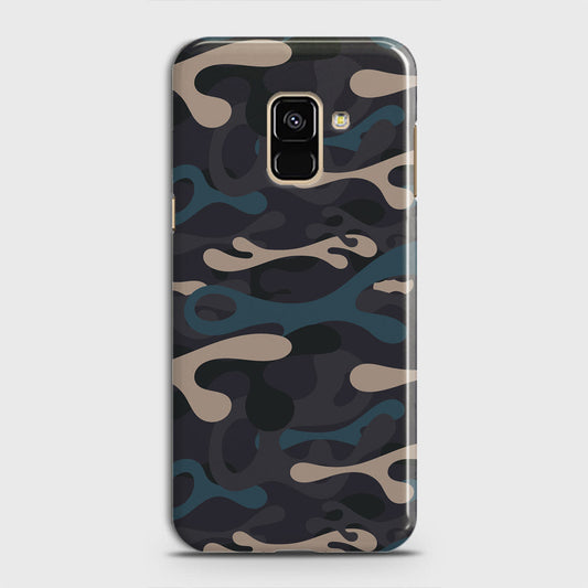 Samsung Galaxy A8 Plus 2018 Cover - Camo Series - Blue & Grey Design - Matte Finish - Snap On Hard Case with LifeTime Colors Guarantee