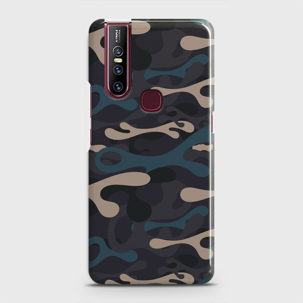 Vivo V15 Cover - Camo Series - Blue & Grey Design - Matte Finish - Snap On Hard Case with LifeTime Colors Guarantee