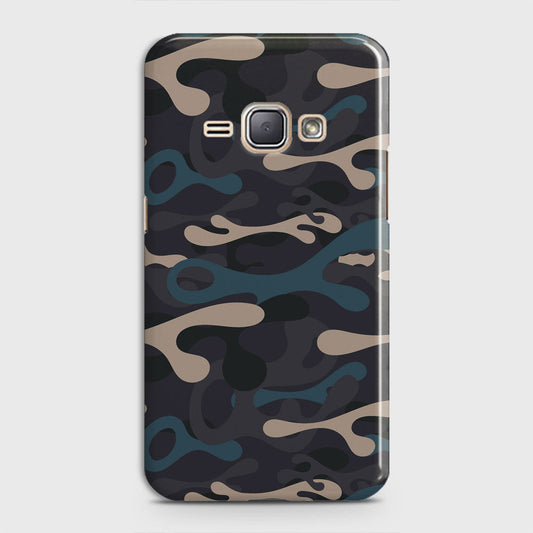 Samsung Galaxy J1 2016 / J120 Cover - Camo Series - Blue & Grey Design - Matte Finish - Snap On Hard Case with LifeTime Colors Guarantee