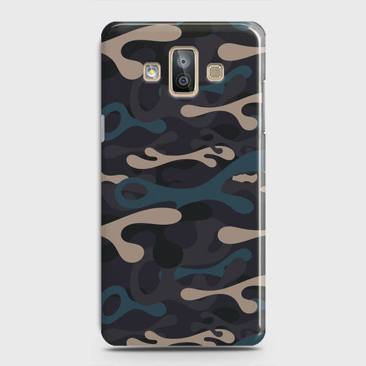 Samsung Galaxy J7 Duo Cover - Camo Series - Blue & Grey Design - Matte Finish - Snap On Hard Case with LifeTime Colors Guarantee
