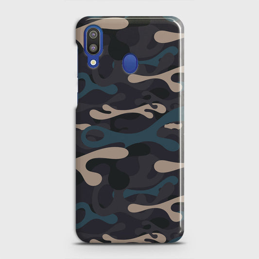 Samsung Galaxy M20 Cover - Camo Series - Blue & Grey Design - Matte Finish - Snap On Hard Case with LifeTime Colors Guarantee