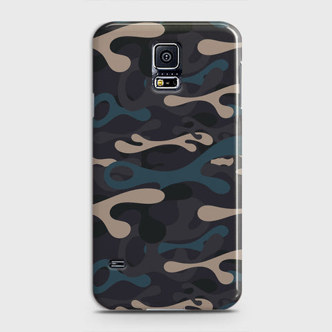 Samsung Galaxy S5 Cover - Camo Series - Blue & Grey Design - Matte Finish - Snap On Hard Case with LifeTime Colors Guarantee