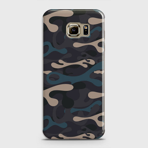 Samsung Galaxy S6 Edge Cover - Camo Series - Blue & Grey Design - Matte Finish - Snap On Hard Case with LifeTime Colors Guarantee