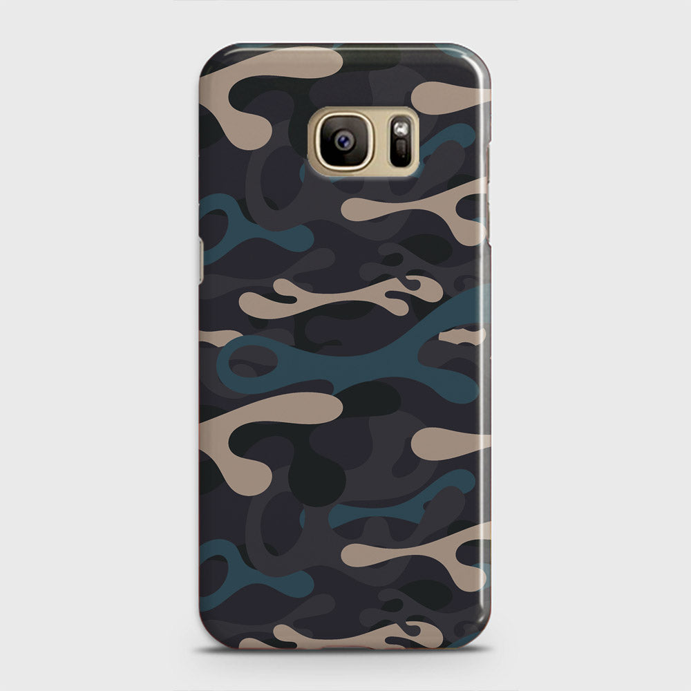 Samsung Galaxy S7 Edge Cover - Camo Series - Blue & Grey Design - Matte Finish - Snap On Hard Case with LifeTime Colors Guarantee