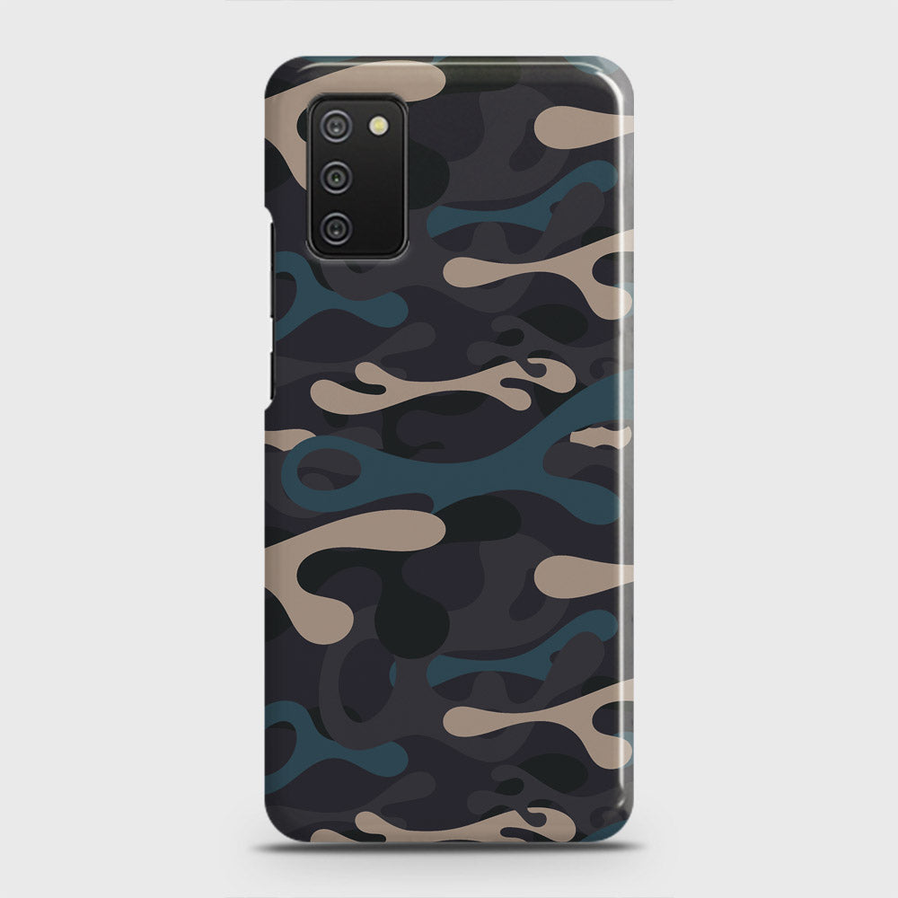 Samsung Galaxy A02s Cover - Camo Series - Blue & Grey Design - Matte Finish - Snap On Hard Case with LifeTime Colors Guarantee