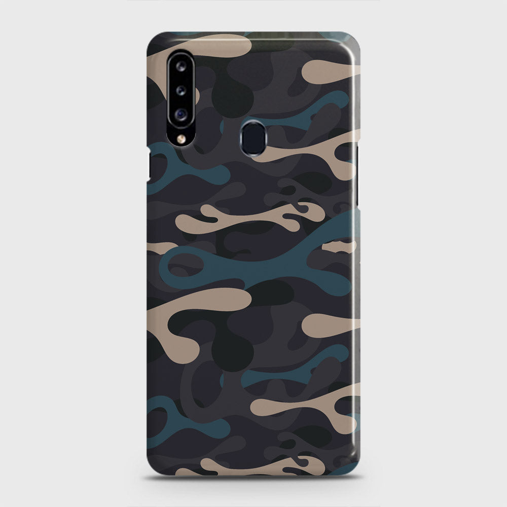 Samsung Galaxy A20s Cover - Camo Series - Blue & Grey Design - Matte Finish - Snap On Hard Case with LifeTime Colors Guarantee