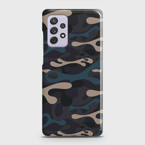 Samsung Galaxy A72 Cover - Camo Series - Blue & Grey Design - Matte Finish - Snap On Hard Case with LifeTime Colors Guarantee