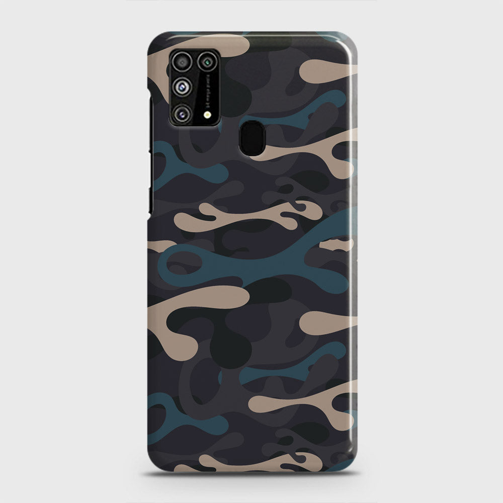 Samsung Galaxy M31 Cover - Camo Series - Blue & Grey Design - Matte Finish - Snap On Hard Case with LifeTime Colors Guarantee