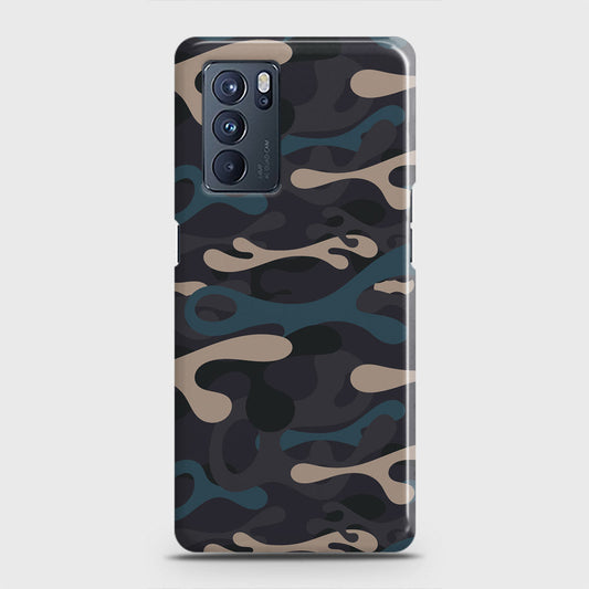 Oppo Reno 6 Pro 5G Cover - Camo Series - Blue & Grey Design - Matte Finish - Snap On Hard Case with LifeTime Colors Guarantee