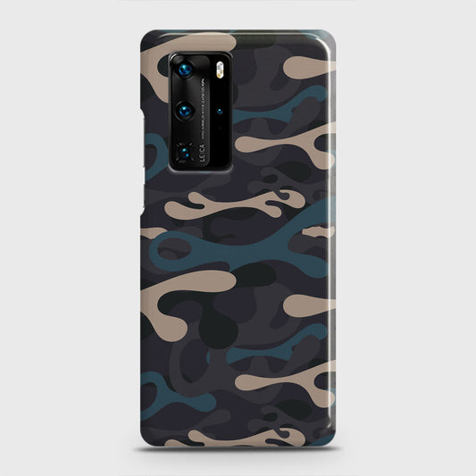 Huawei P40 Pro Cover - Camo Series - Blue & Grey Design - Matte Finish - Snap On Hard Case with LifeTime Colors Guarantee