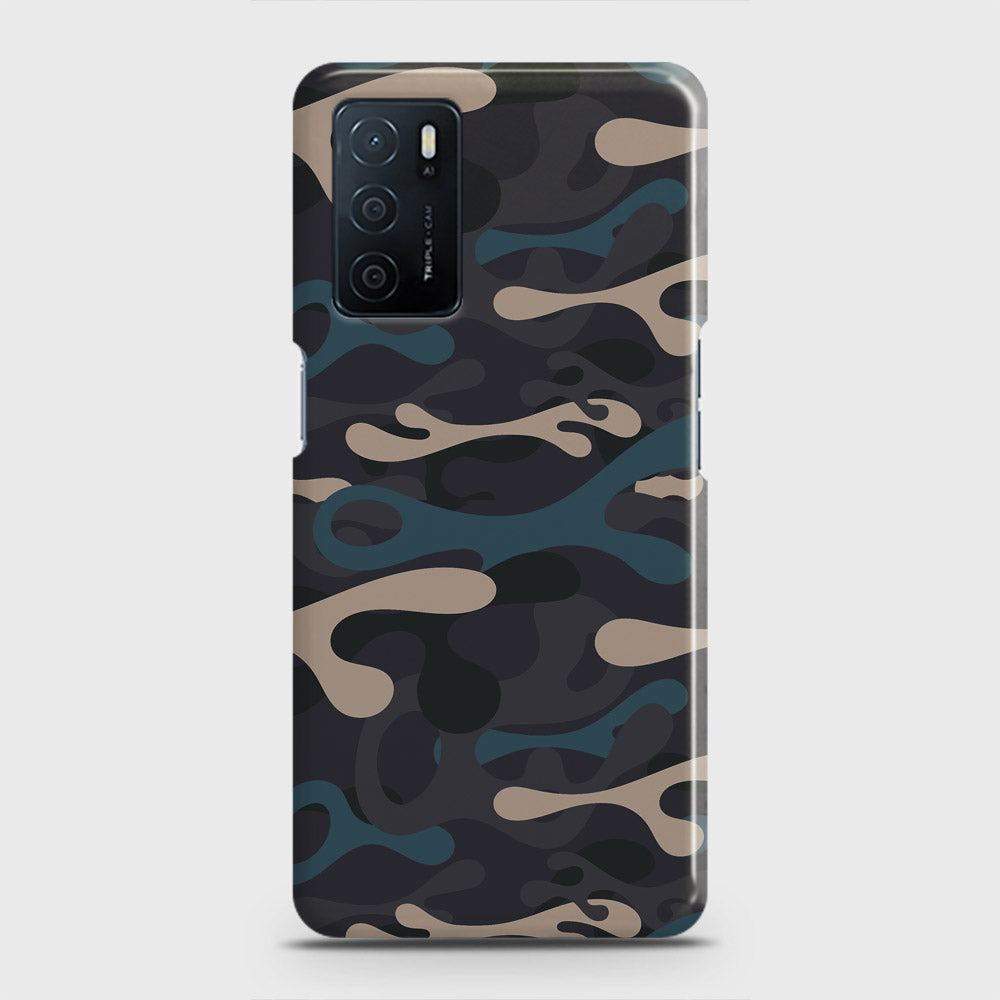 Oppo A16 Cover - Camo Series - Blue & Grey Design - Matte Finish - Snap On Hard Case with LifeTime Colors Guarantee