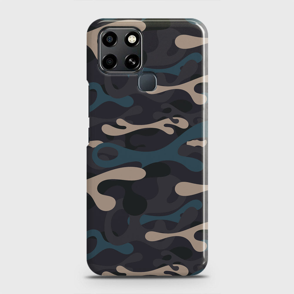 Infinix Smart 6 Cover - Camo Series - Blue & Grey Design - Matte Finish - Snap On Hard Case with LifeTime Colors Guarantee