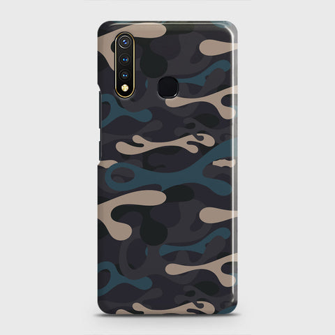 Vivo Y19 Cover - Camo Series - Blue & Grey Design - Matte Finish - Snap On Hard Case with LifeTime Colors Guarantee