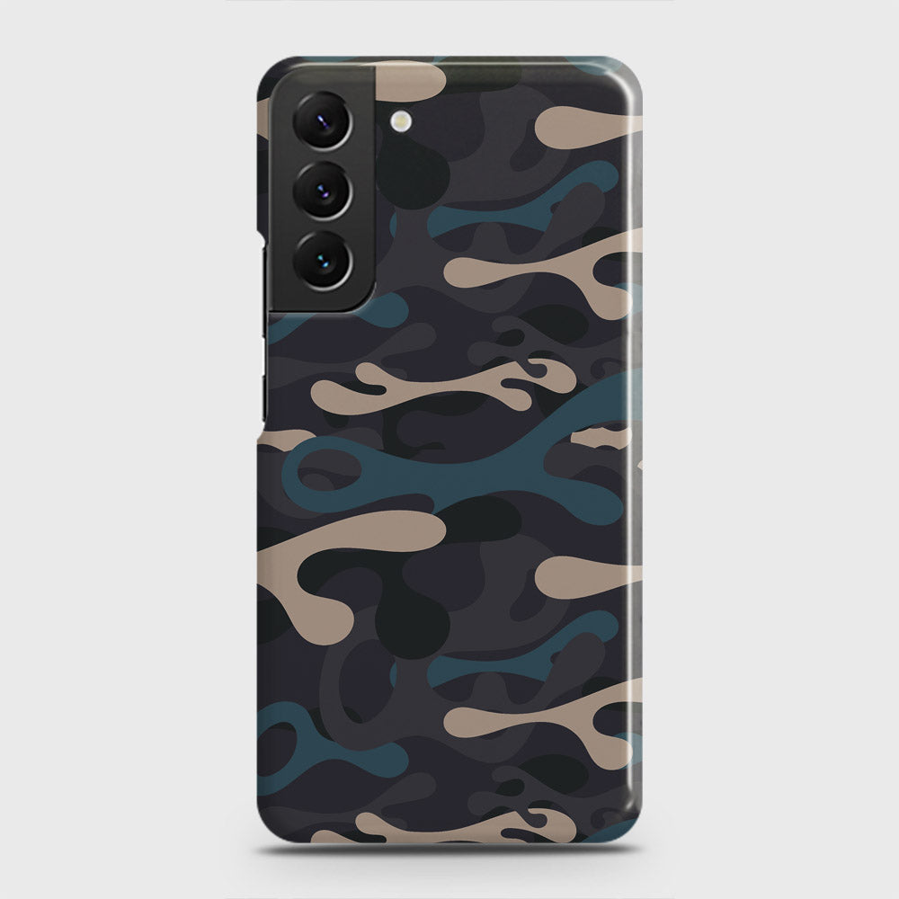 Samsung Galaxy S22 Plus 5G Cover - Camo Series - Blue & Grey Design - Matte Finish - Snap On Hard Case with LifeTime Colors Guarantee