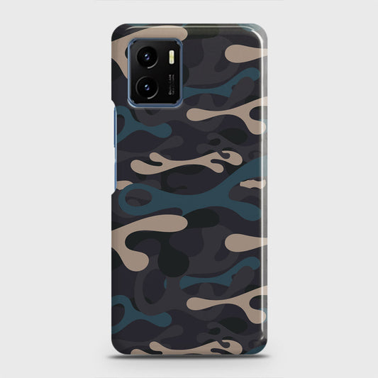 Vivo Y15s Cover - Camo Series - Blue & Grey Design - Matte Finish - Snap On Hard Case with LifeTime Colors Guarantee