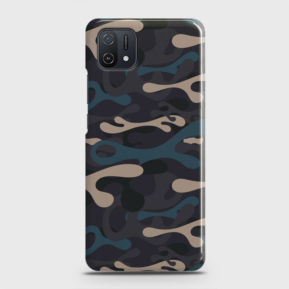 Oppo A16K Cover - Camo Series - Blue & Grey Design - Matte Finish - Snap On Hard Case with LifeTime Colors Guarantee