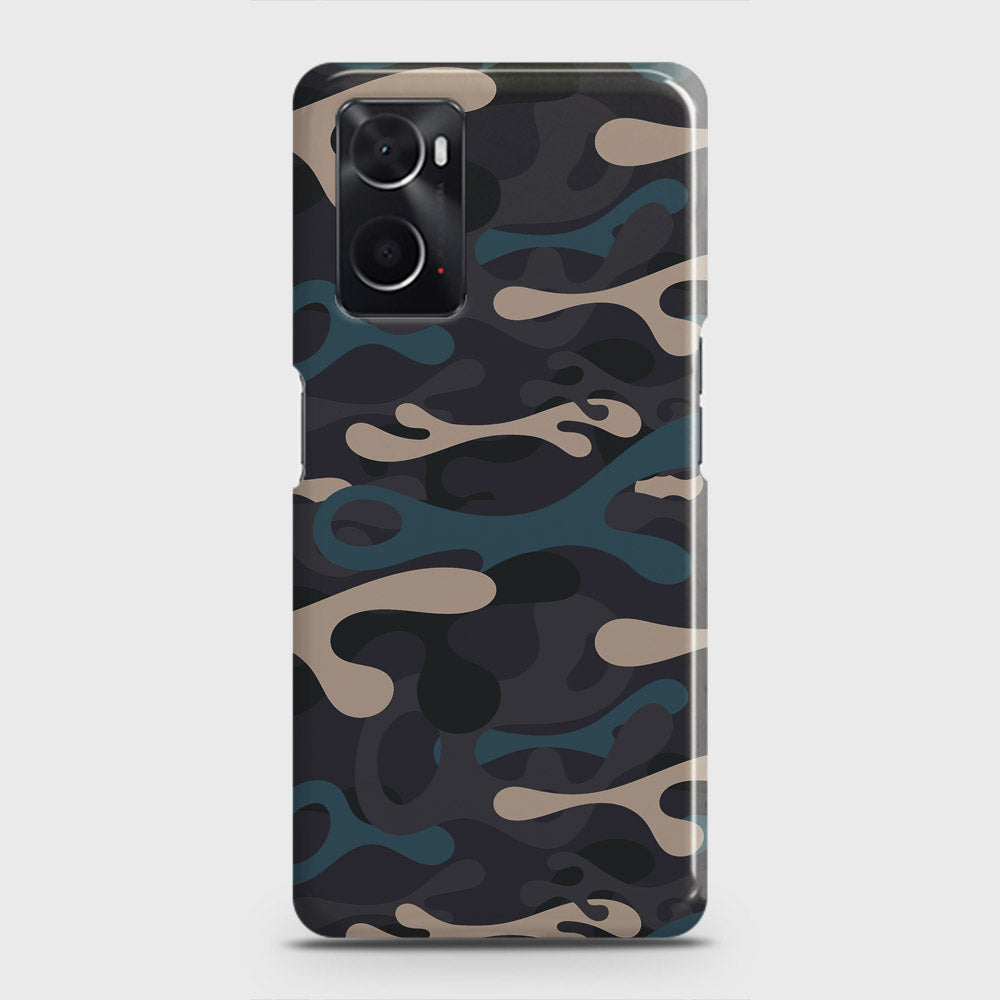 Oppo A36 Cover - Camo Series - Blue & Grey Design - Matte Finish - Snap On Hard Case with LifeTime Colors Guarantee