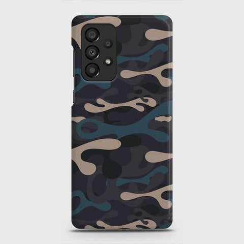 Samsung Galaxy A73 5G Cover - Camo Series - Blue & Grey Design - Matte Finish - Snap On Hard Case with LifeTime Colors Guarantee