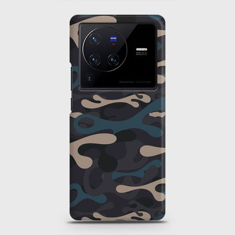 Vivo X80 Cover - Camo Series - Blue & Grey Design - Matte Finish - Snap On Hard Case with LifeTime Colors Guarantee