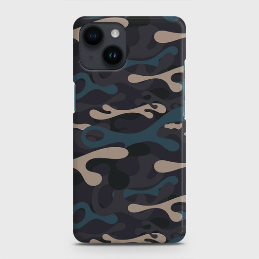 iPhone 14 Cover - Camo Series - Blue & Grey Design - Matte Finish - Snap On Hard Case with LifeTime Colors Guarantee (Fast Delivery)