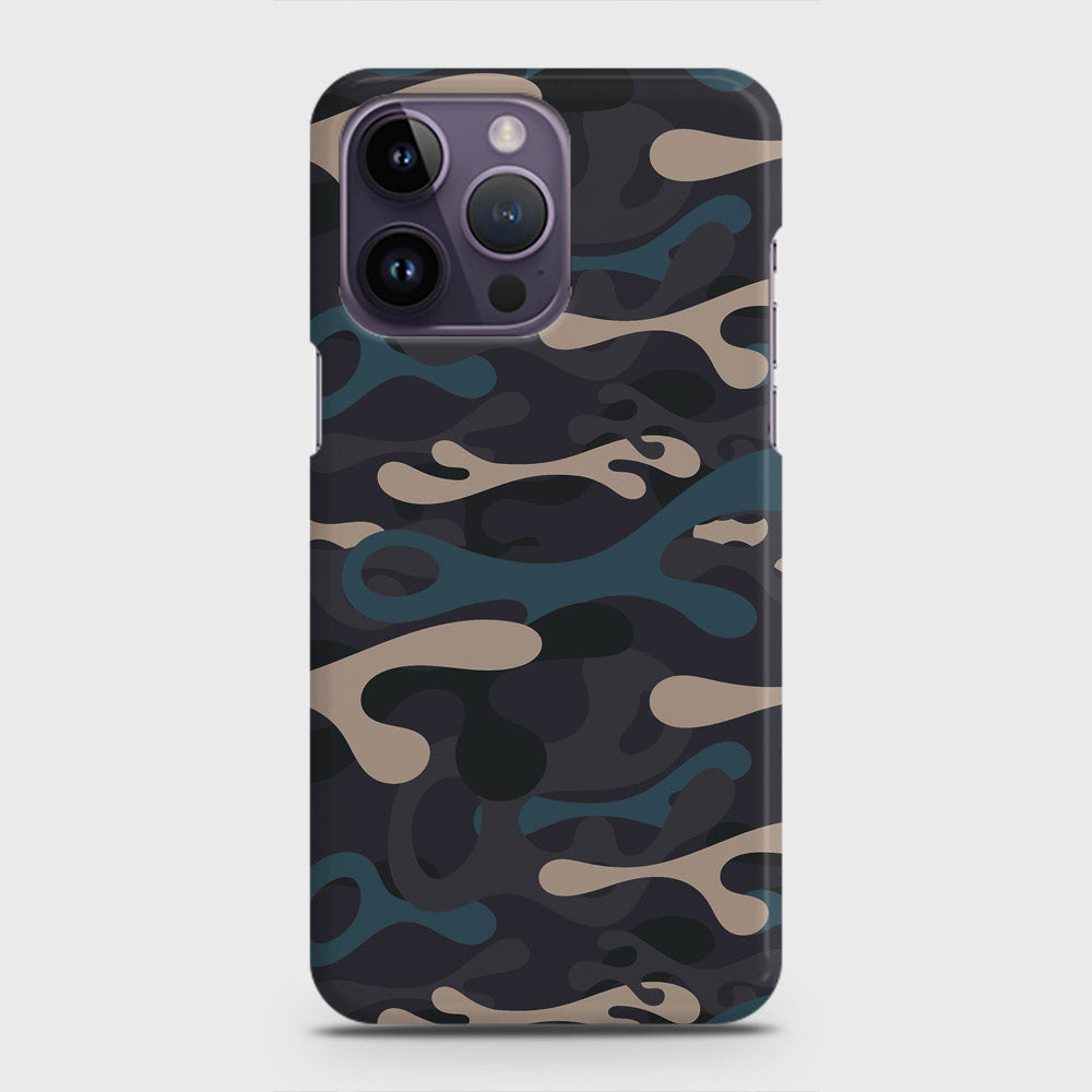 iPhone 14 Pro Max Cover - Camo Series - Blue & Grey Design - Matte Finish - Snap On Hard Case with LifeTime Colors Guarantee