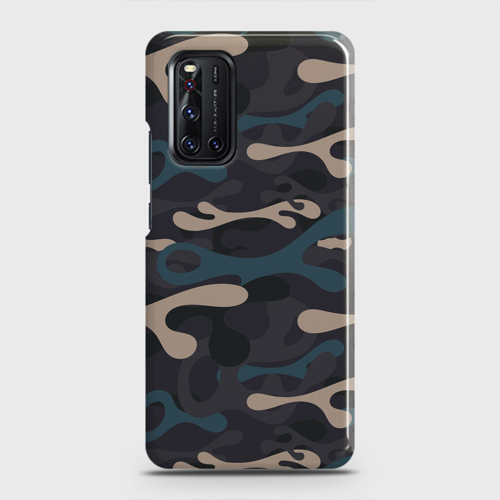 Vivo V19  Cover - Camo Series - Blue & Grey Design - Matte Finish - Snap On Hard Case with LifeTime Colors Guarantee