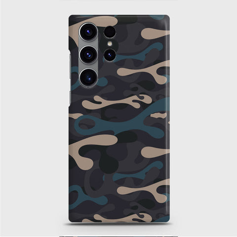 Samsung Galaxy S23 Ultra Cover - Camo Series - Blue & Grey Design - Matte Finish - Snap On Hard Case with LifeTime Colors Guarantee
