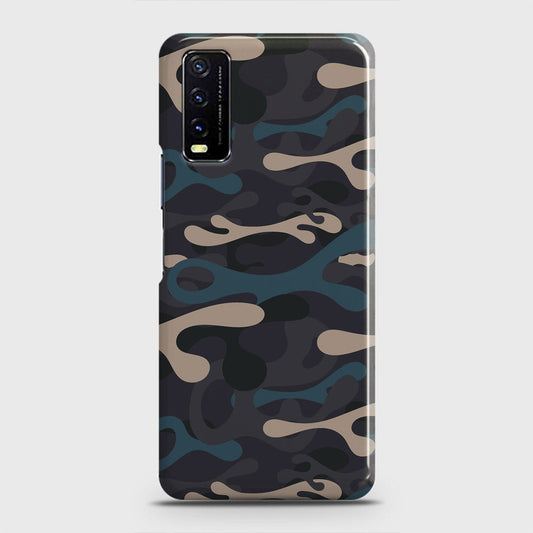 Vivo Y20A  Cover - Camo Series - Blue & Grey Design - Matte Finish - Snap On Hard Case with LifeTime Colors Guarantee