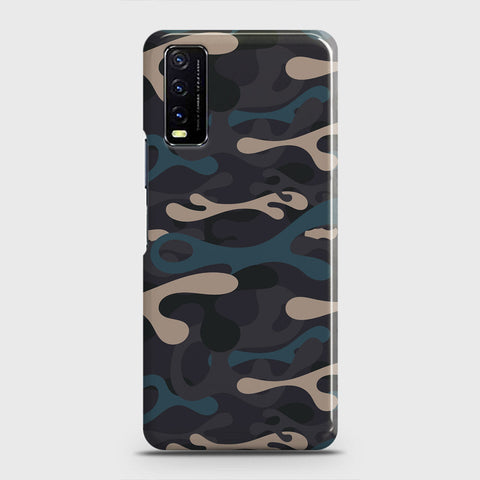 Vivo Y20A  Cover - Camo Series - Blue & Grey Design - Matte Finish - Snap On Hard Case with LifeTime Colors Guarantee