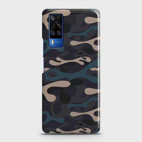 Vivo Y51 2020  Cover - Camo Series - Blue & Grey Design - Matte Finish - Snap On Hard Case with LifeTime Colors Guarantee