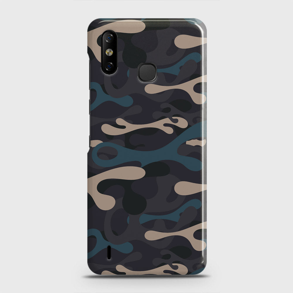 Infinix Smart 4 Cover - Camo Series - Blue & Grey Design - Matte Finish - Snap On Hard Case with LifeTime Colors Guarantee