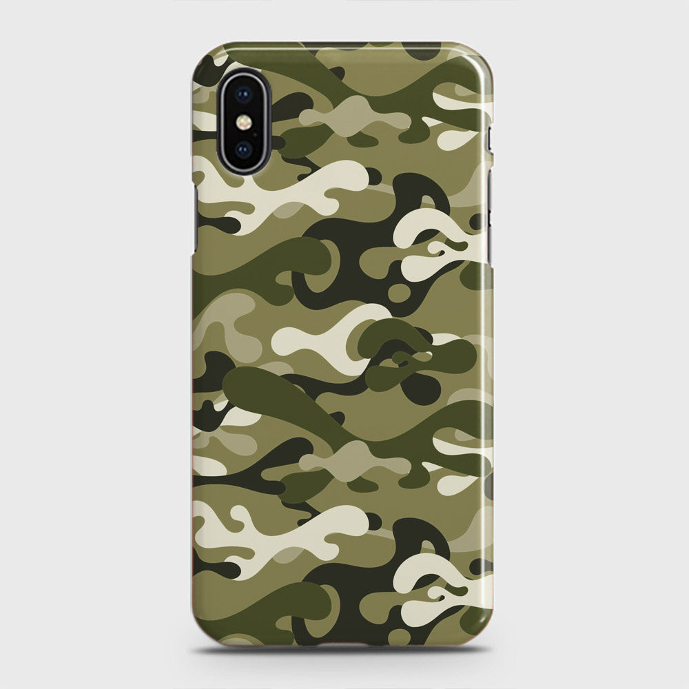iPhone XS Cover - Camo Series - Light Green Design - Matte Finish - Snap On Hard Case with LifeTime Colors Guarantee
