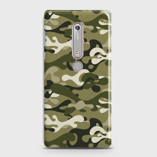 Nokia 6.1 Cover - Camo Series - Light Green Design - Matte Finish - Snap On Hard Case with LifeTime Colors Guarantee