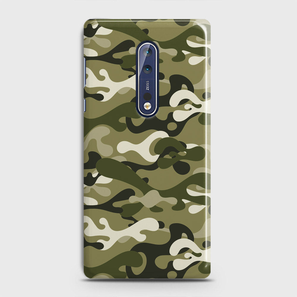Nokia 8 Cover - Camo Series - Light Green Design - Matte Finish - Snap On Hard Case with LifeTime Colors Guarantee