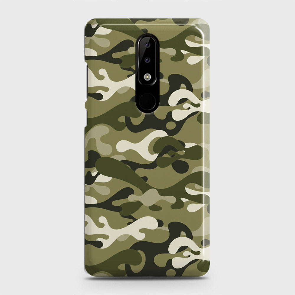 Nokia 5.1 Plus / Nokia X5  Cover - Camo Series - Light Green Design - Matte Finish - Snap On Hard Case with LifeTime Colors Guarantee