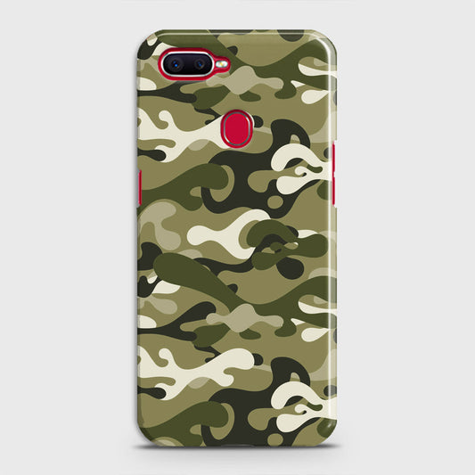 Oppo A7 Cover - Camo Series - Light Green Design - Matte Finish - Snap On Hard Case with LifeTime Colors Guarantee