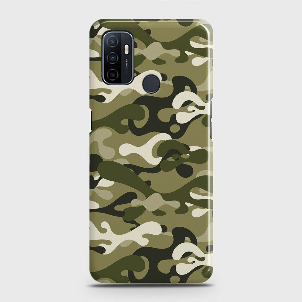 Oppo A53 Cover - Camo Series - Light Green Design - Matte Finish - Snap On Hard Case with LifeTime Colors Guarantee