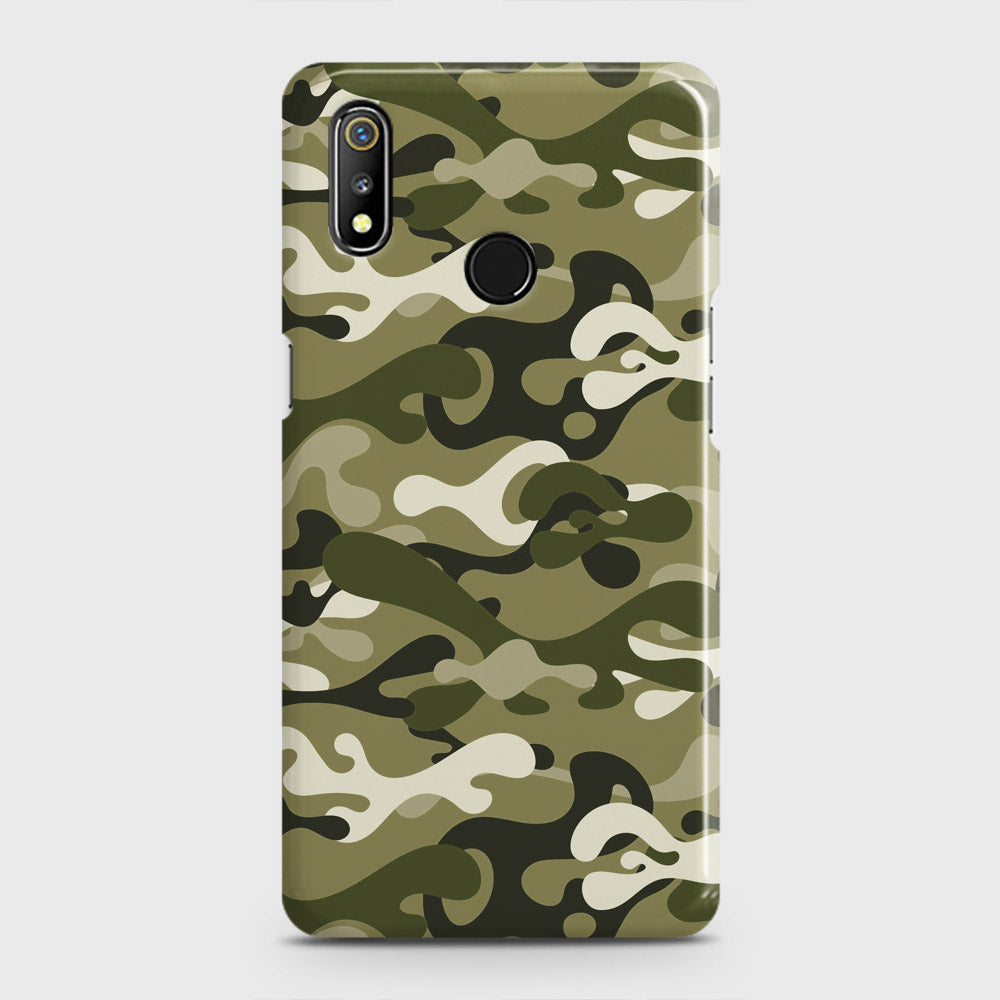 Realme 3 Cover - Camo Series - Light Green Design - Matte Finish - Snap On Hard Case with LifeTime Colors Guarantee