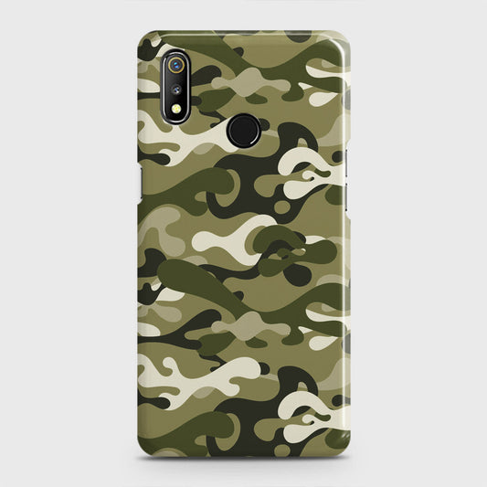Realme 3 Cover - Camo Series - Light Green Design - Matte Finish - Snap On Hard Case with LifeTime Colors Guarantee