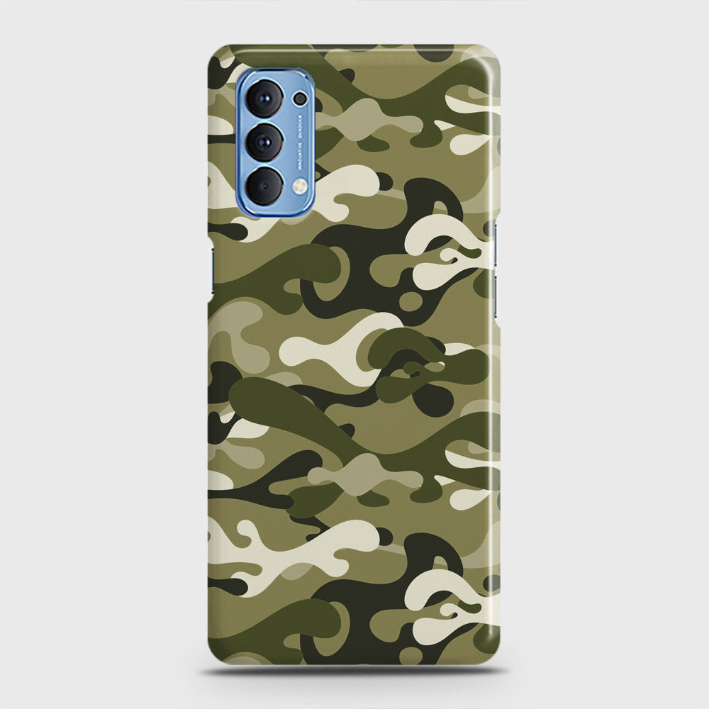 Oppo Reno 4 4G Cover - Camo Series - Light Green Design - Matte Finish - Snap On Hard Case with LifeTime Colors Guarantee