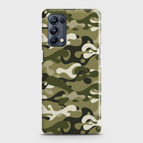 Oppo Reno 5 4G Cover - Camo Series - Light Green Design - Matte Finish - Snap On Hard Case with LifeTime Colors Guarantee