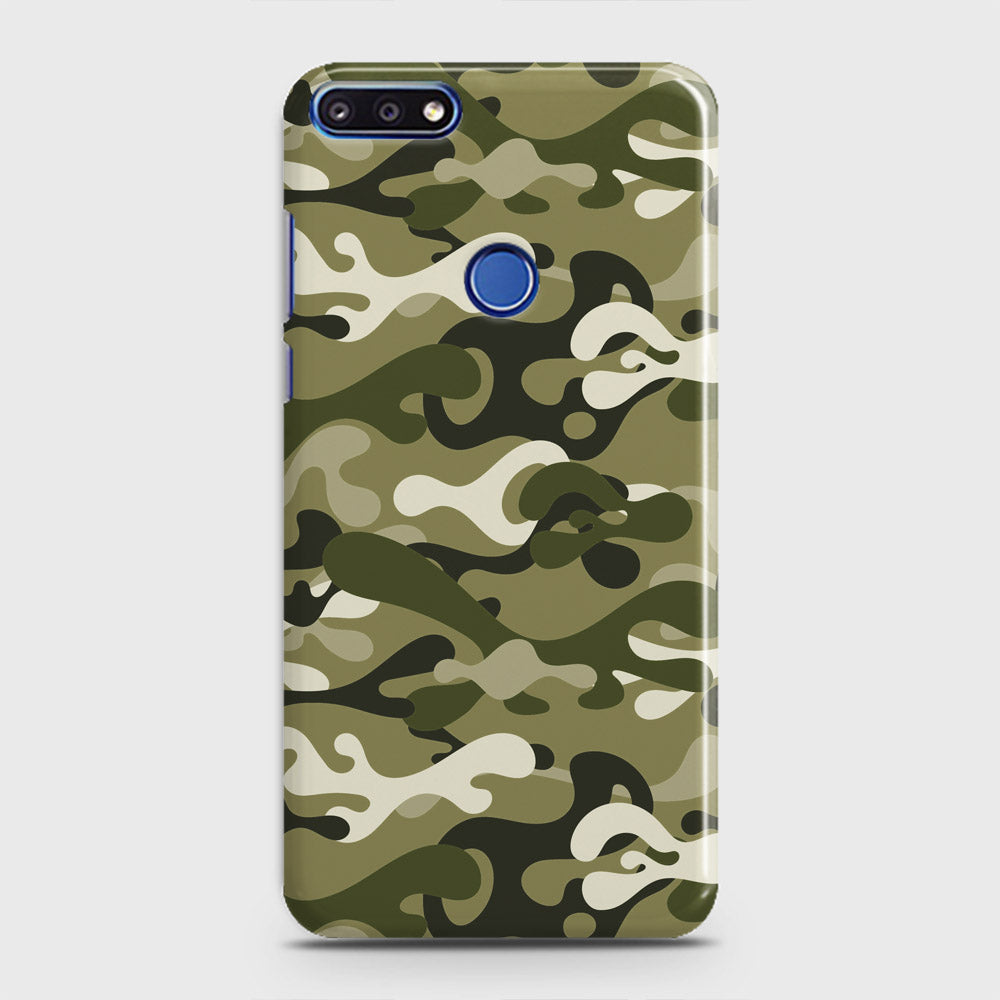 Huawei Y7 Prime 2018 Cover - Camo Series - Light Green Design - Matte Finish - Snap On Hard Case with LifeTime Colors Guarantee